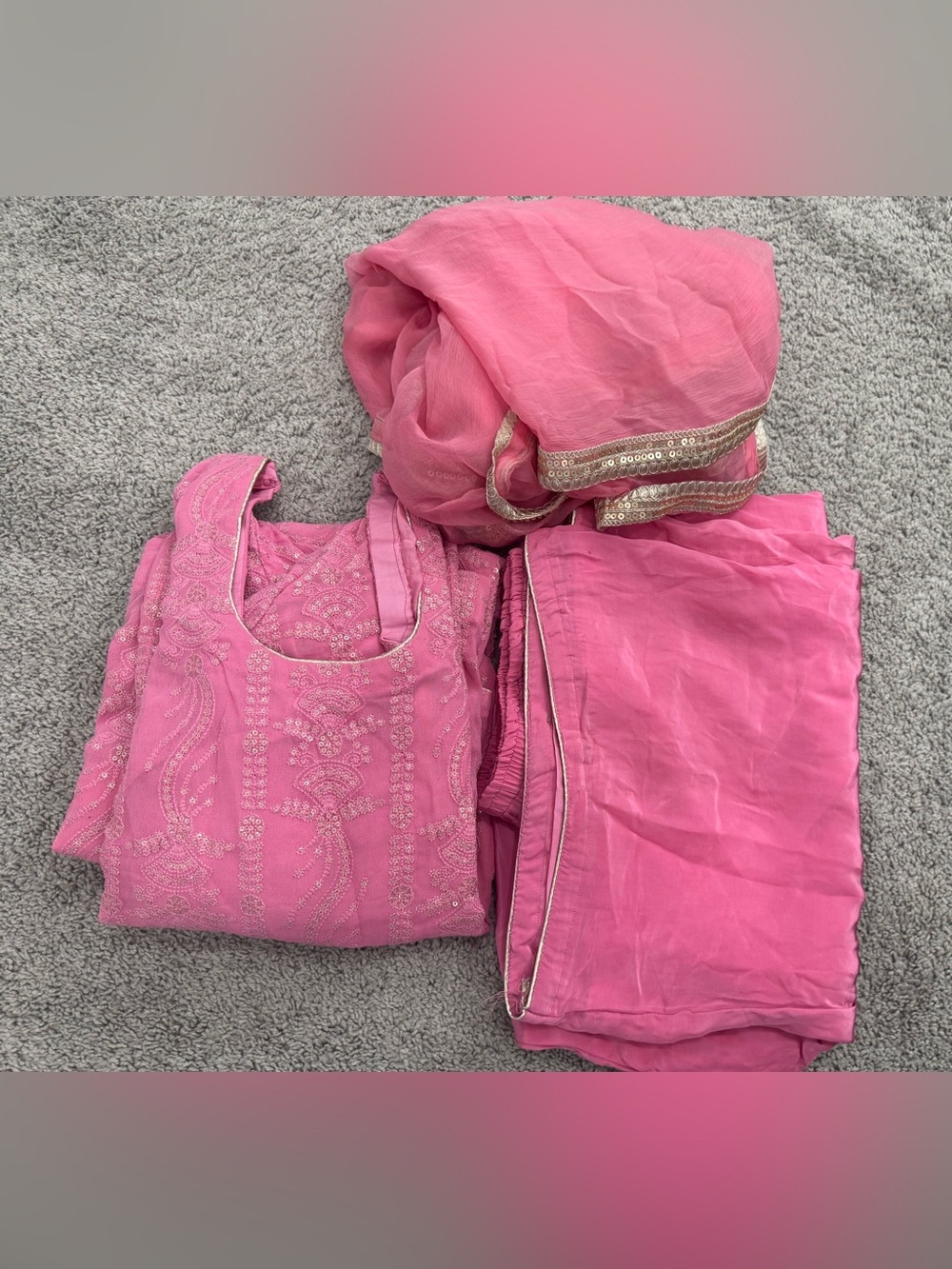 Pink Embroidered Indian Salwar Kameez Set with Dupatta